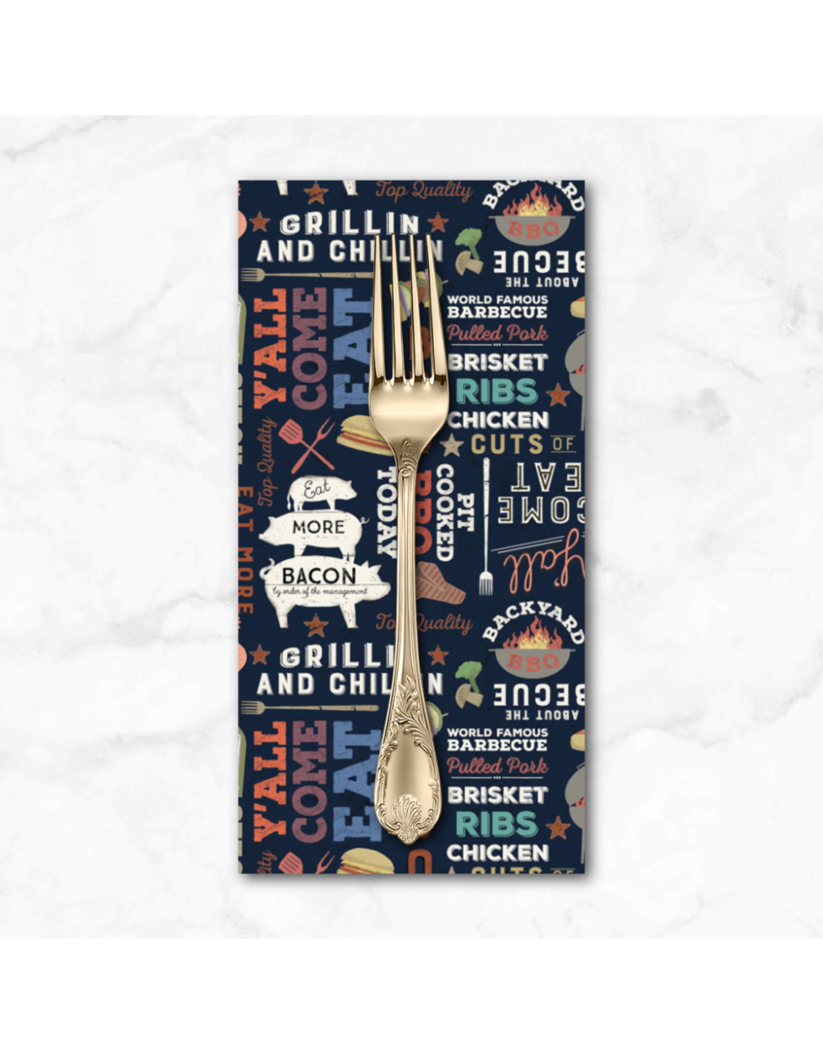 PD's Clothwork's Collection Backyard BBQ, Words in Black, Dinner Napkin