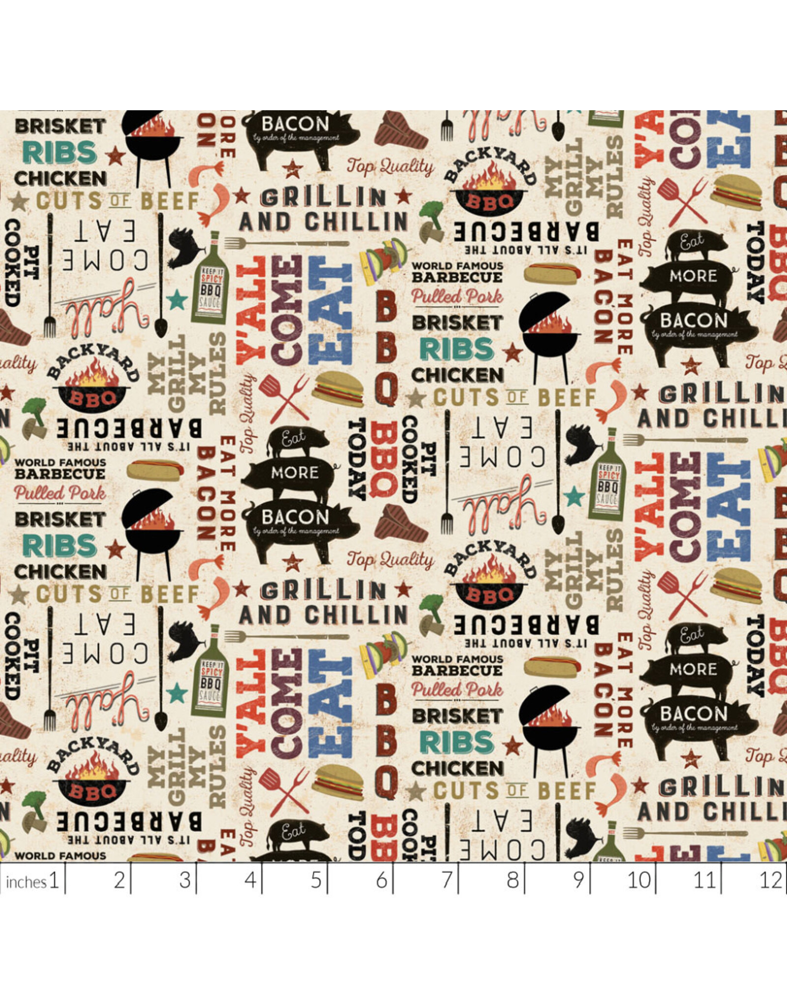 PD's Clothwork's Collection Backyard BBQ, Words in Light Khaki, Dinner Napkin