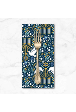 Christmas Collection Hanukkah Menorahs in Navy Blue, Dinner Napkin