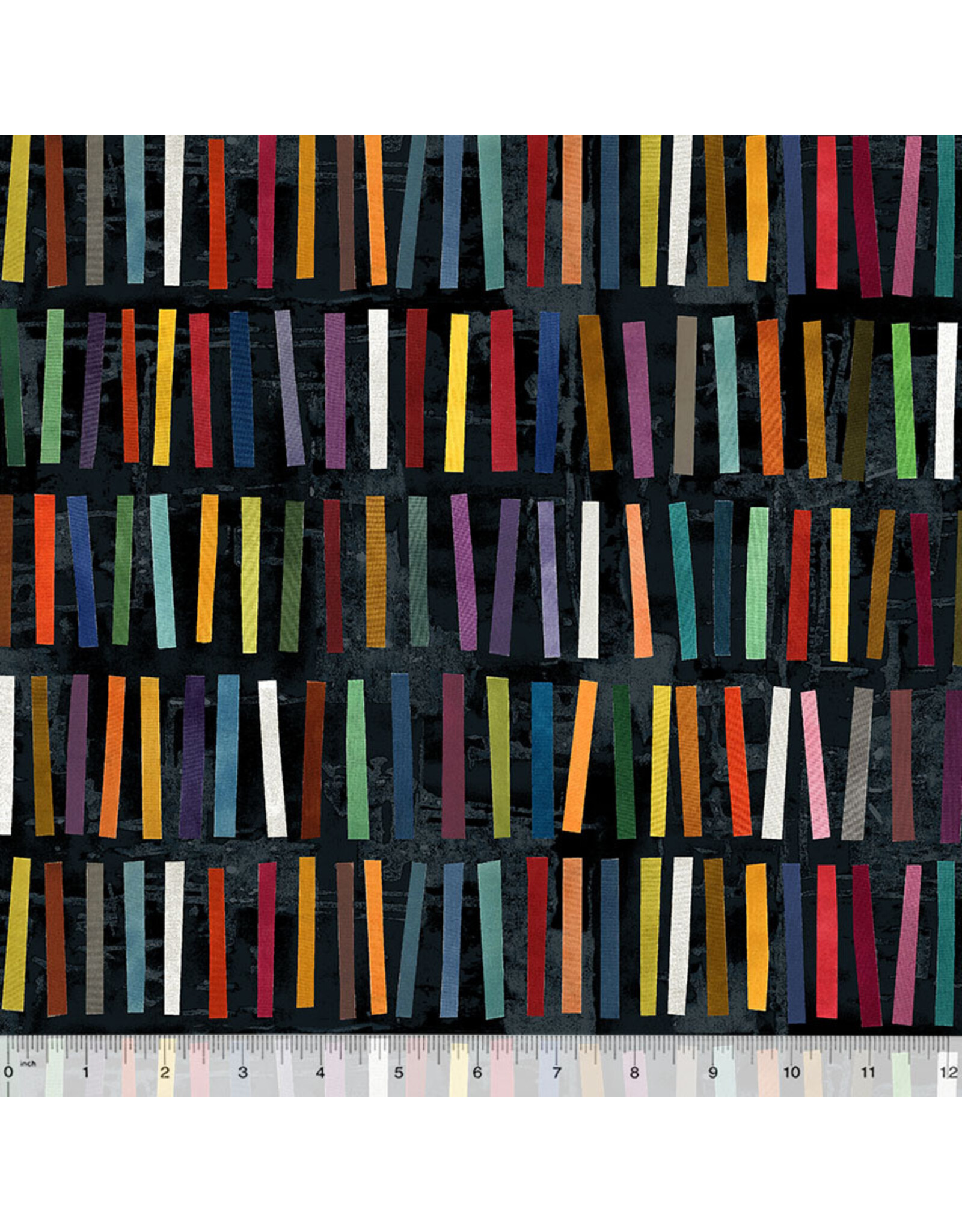 Marcia Derse Marble Run, Stick Stacks in Ink Black, Fabric Half-Yards