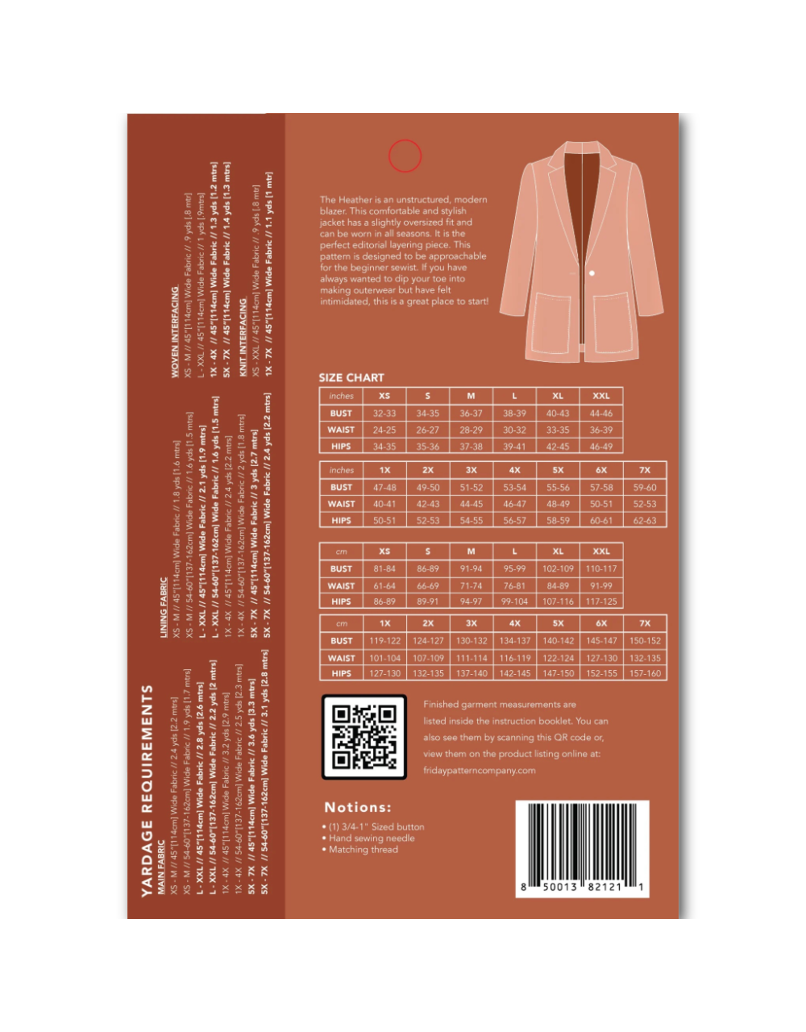 Friday Pattern Company The Heather Blazer Pattern