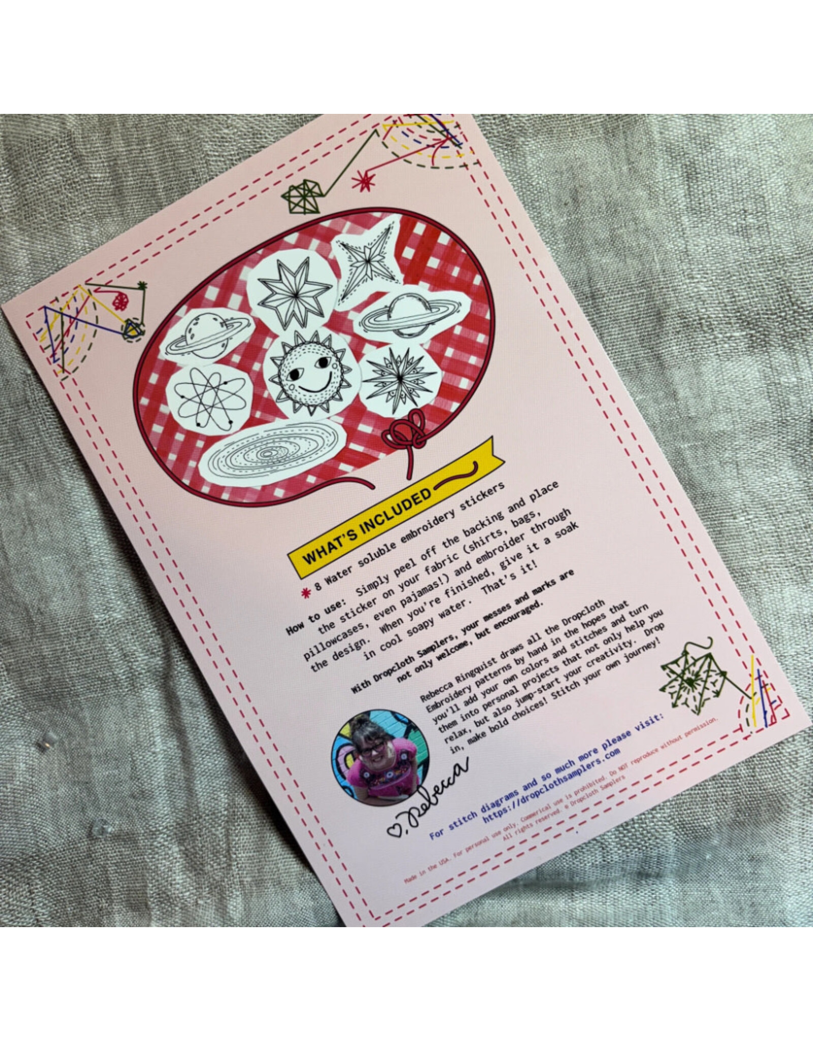 Dropcloth Samplers Solar System, Stick and Stitch Embroidery Stickers