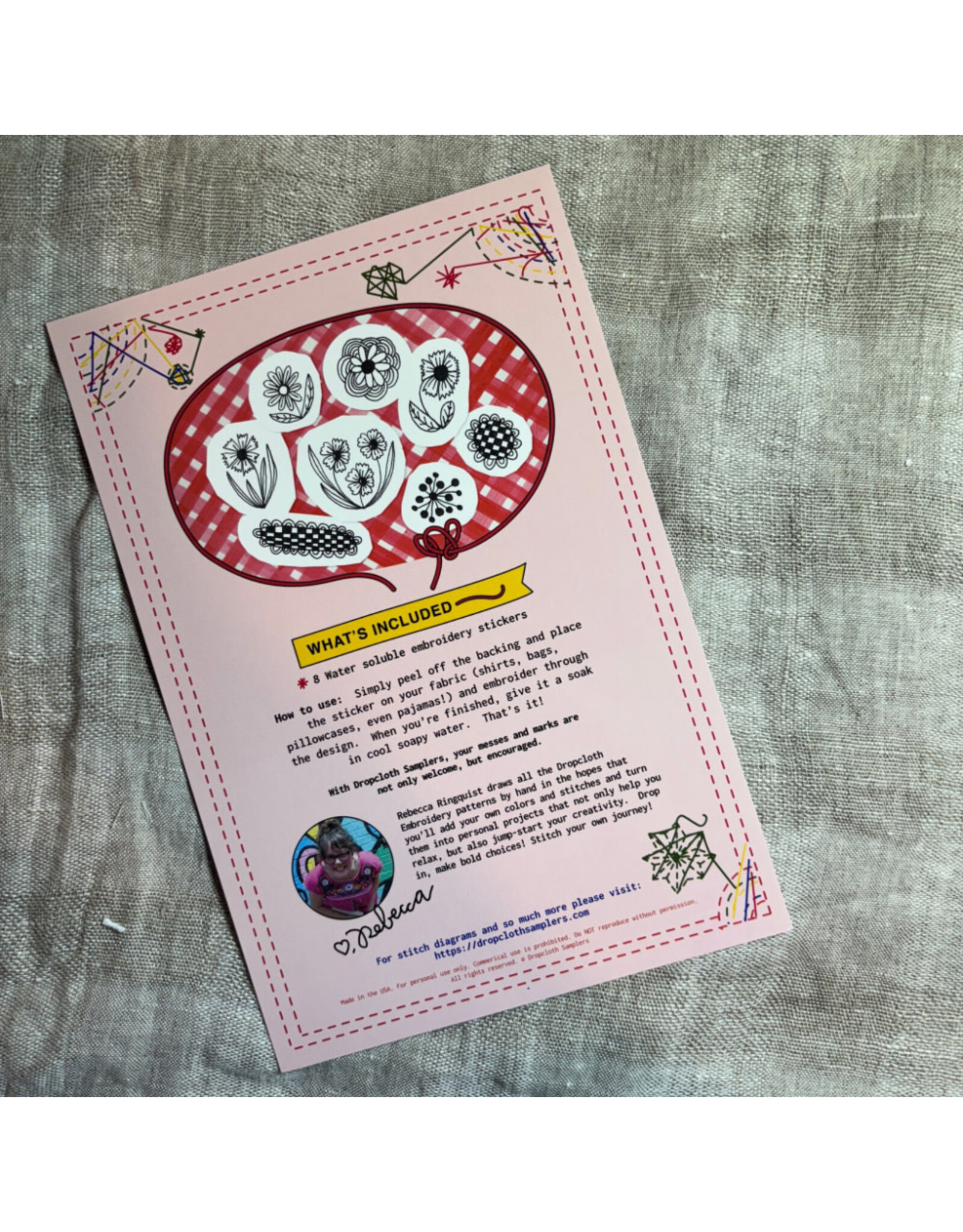 Dropcloth Samplers Flower Garden, Stick and Stitch Embroidery Stickers