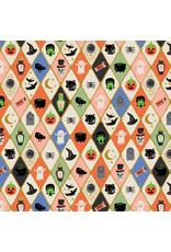 Rifle Paper Co. Halloween II, Halloween Argyle in Multi with Metallic, Fabric Half-Yards