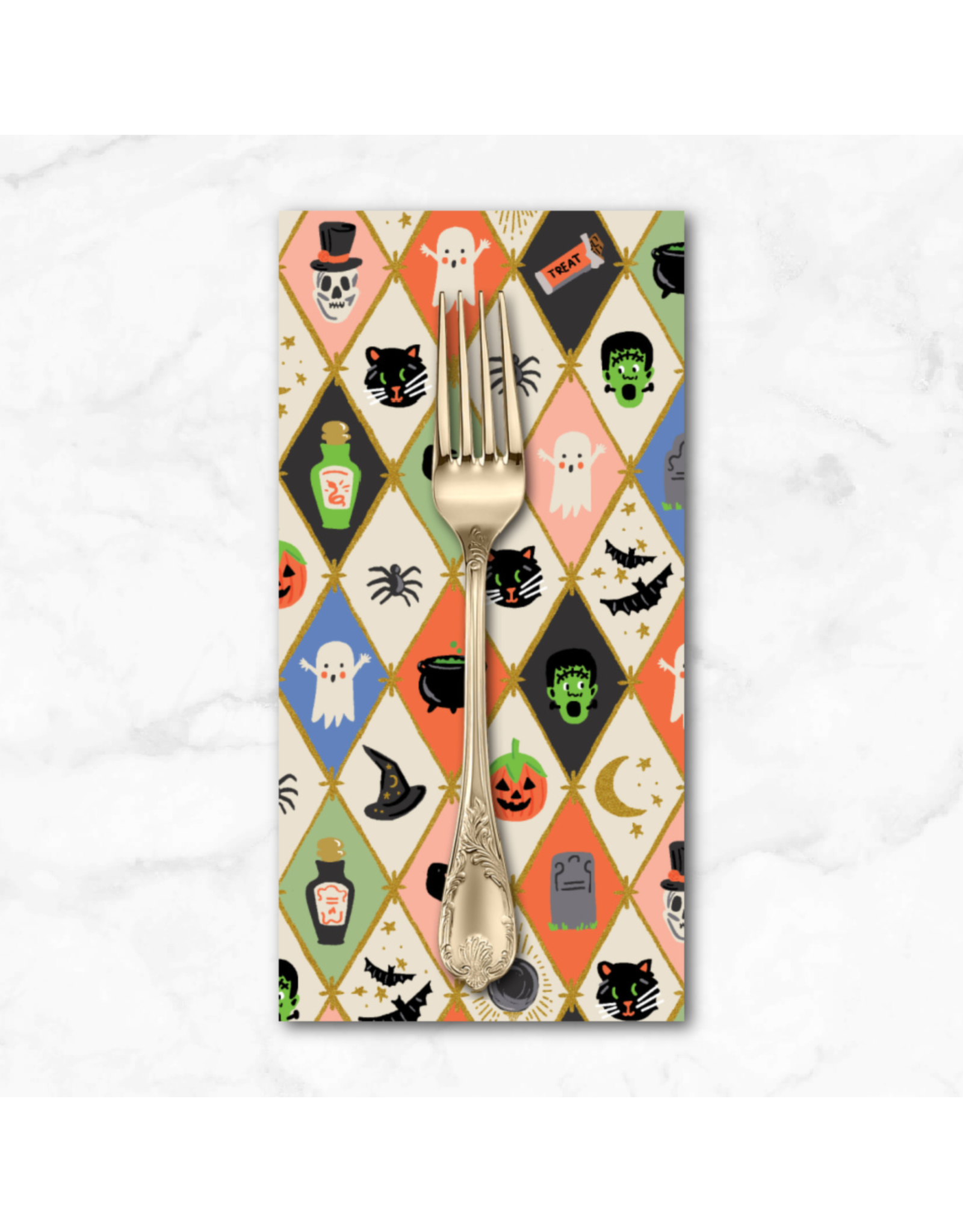 PD's Rifle Paper Co Collection Halloween II, Halloween Argyle in Multi, Dinner Napkin