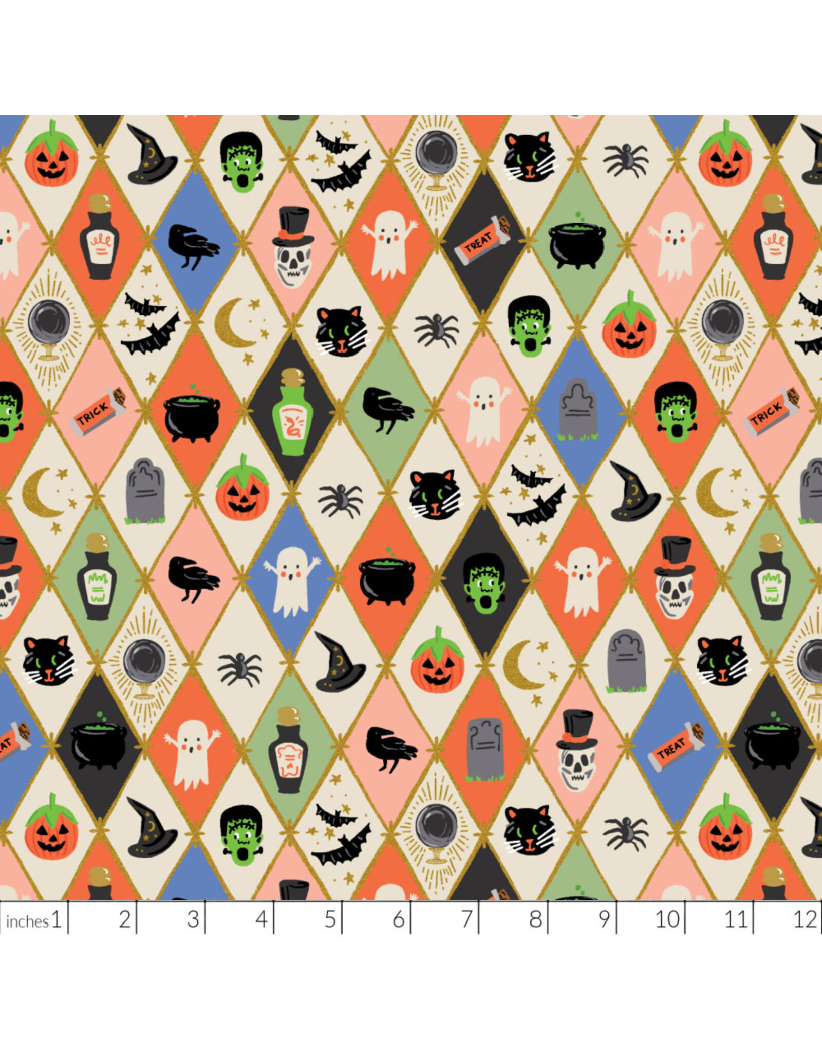 PD's Rifle Paper Co Collection Halloween II, Halloween Argyle in Multi, Dinner Napkin
