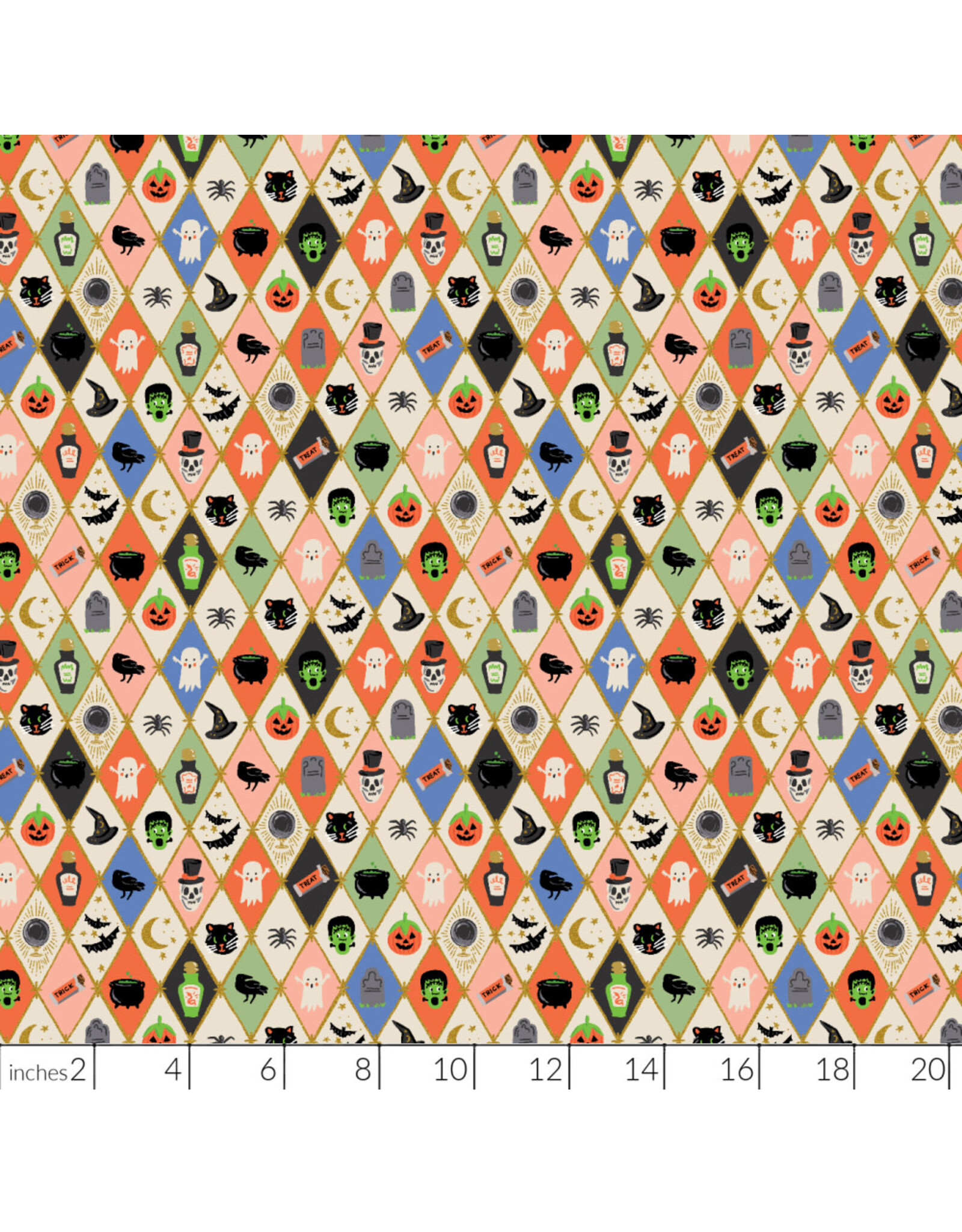 PD's Rifle Paper Co Collection Halloween II, Halloween Argyle in Multi, Dinner Napkin