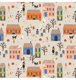 Rifle Paper Co. Halloween II, Halloween Night in Linen with Gold Metallic, Fabric Half-Yards