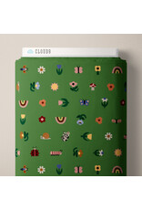 Cloud9 Fabrics Fern Grove, Tulip Creatures in Green, Fabric Half-Yards