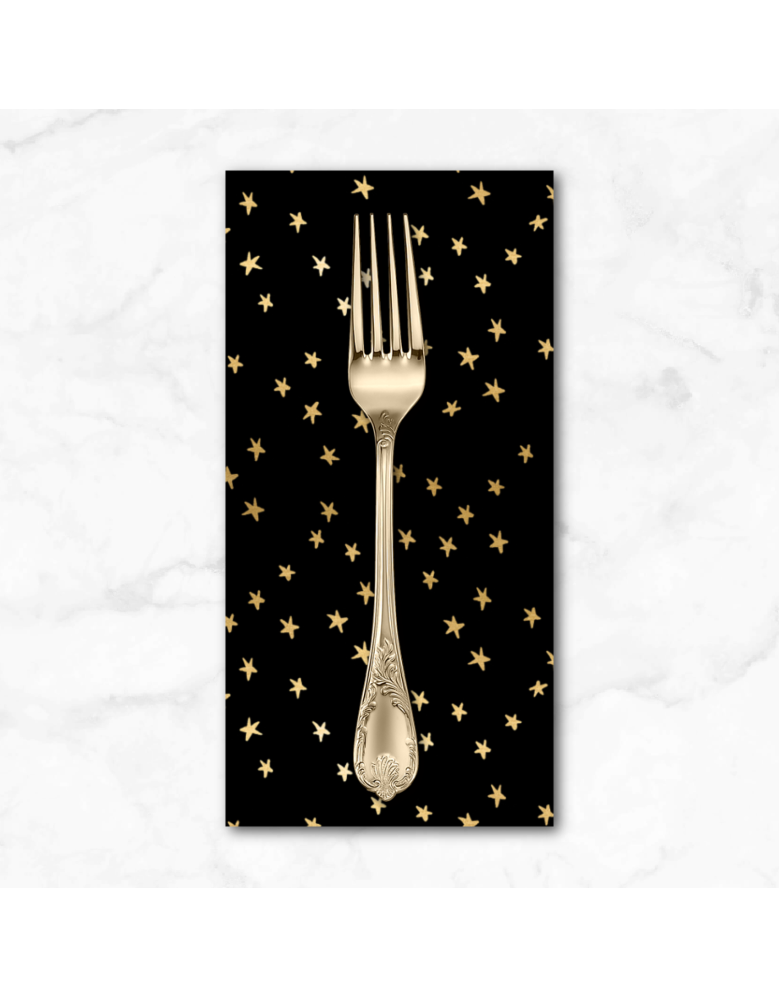 PD's Ruby Star Society Collection Starry Metallic in Black Gold, Dinner Napkin