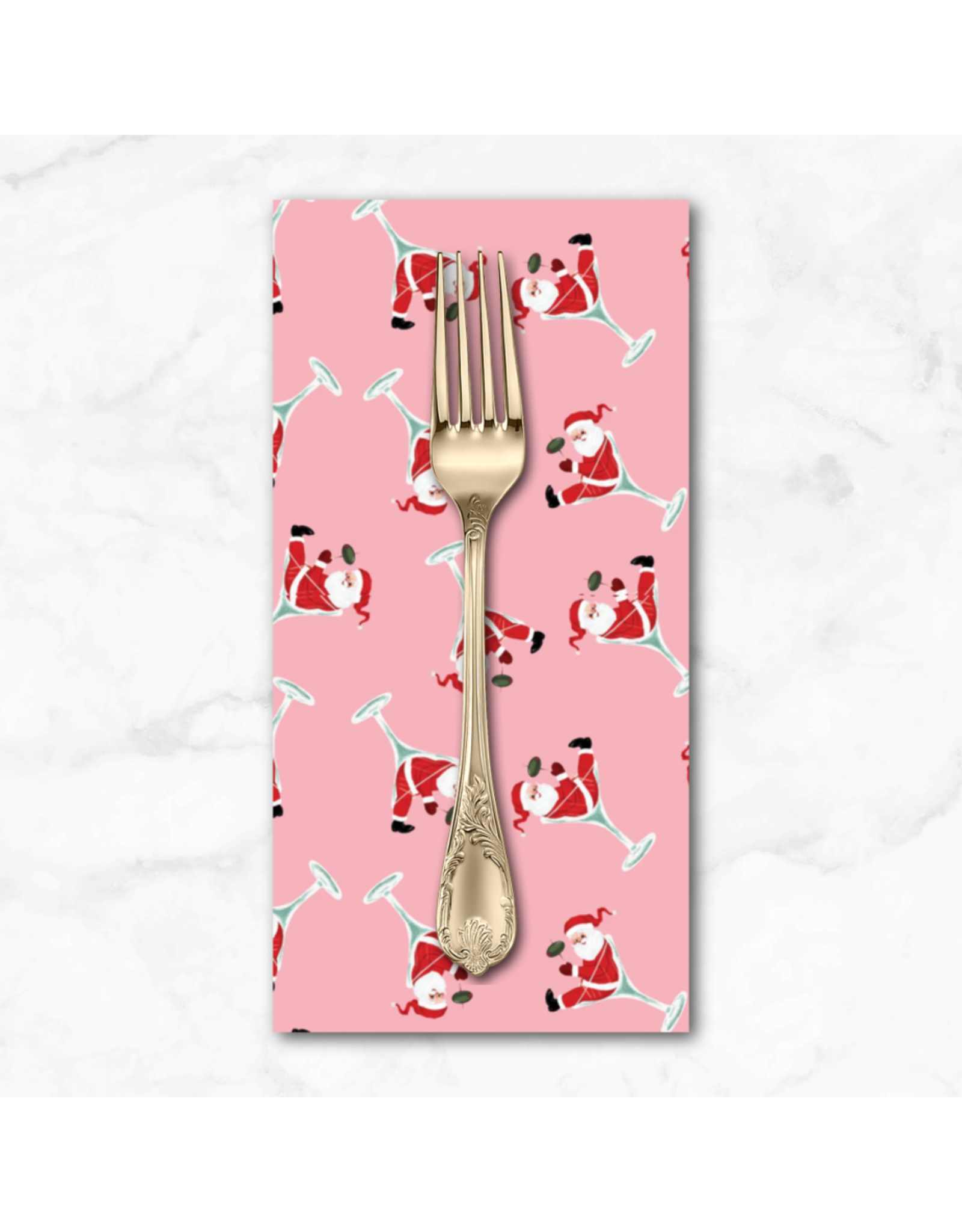 Christmas Collection North Pole Social Club, Santa Martini in Pink, Dinner Napkin