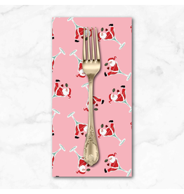 Christmas Collection North Pole Social Club, Santa Martini in Pink, Dinner Napkin