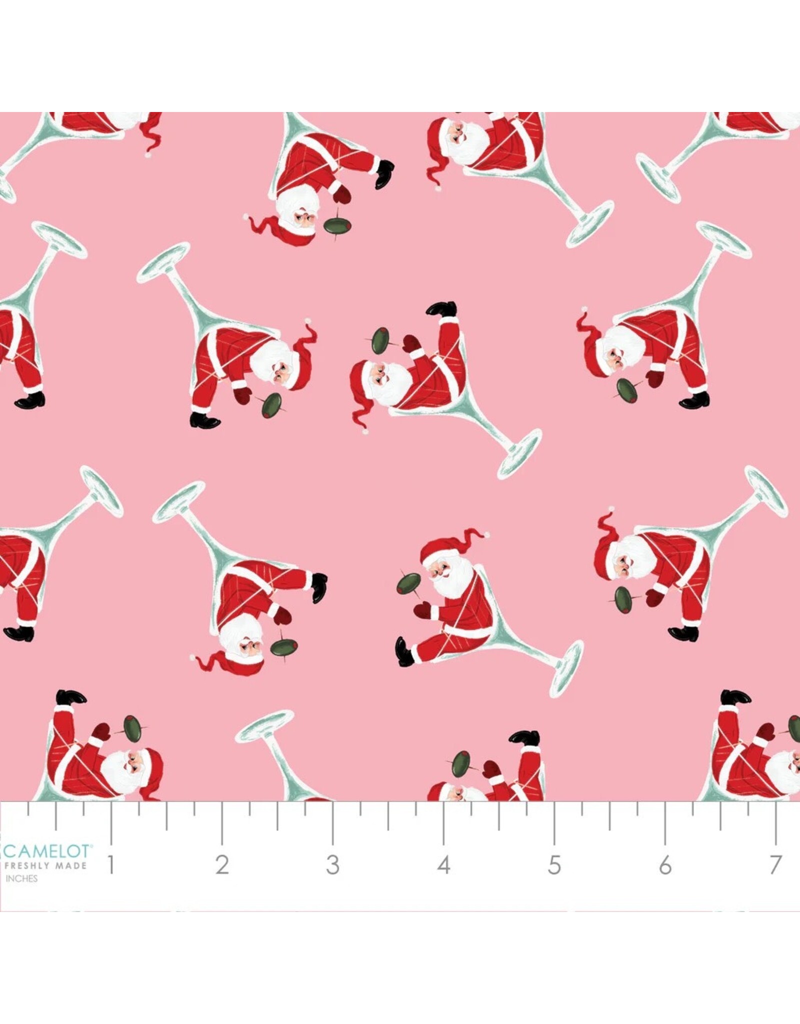 Christmas Collection North Pole Social Club, Santa Martini in Pink, Dinner Napkin
