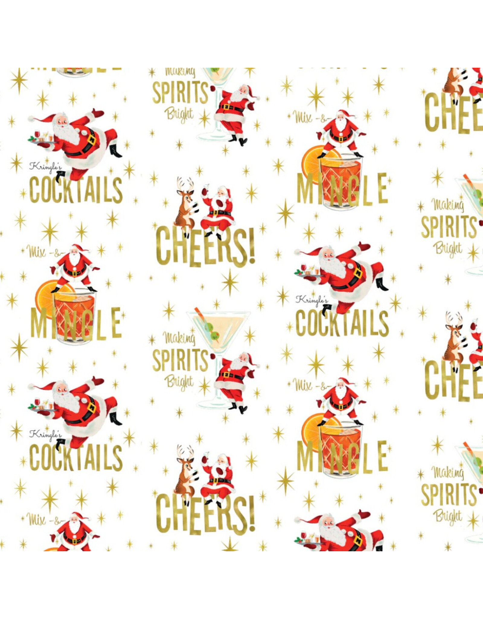 Camelot Fabrics North Pole Social Club, Social Club in White, Fabric Half-Yards
