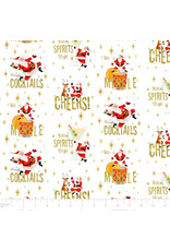 Camelot Fabrics North Pole Social Club, Social Club in White, Fabric Half-Yards