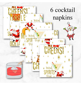 PD North Pole Social Club, Social Club in White, Set of 6 Cocktail Napkins
