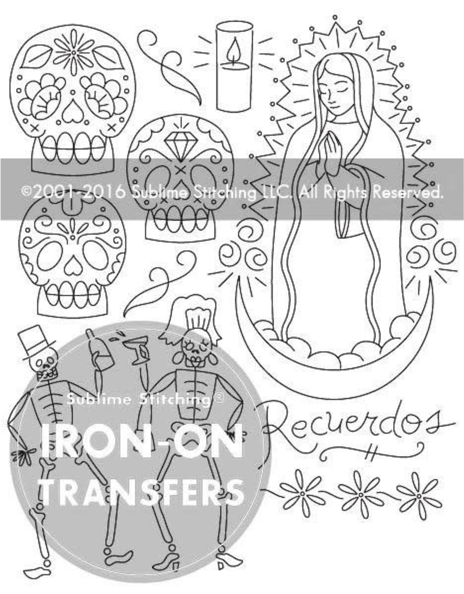 Sublime Stitching Embroidery Iron-On Transfers, Dia de los Muertos