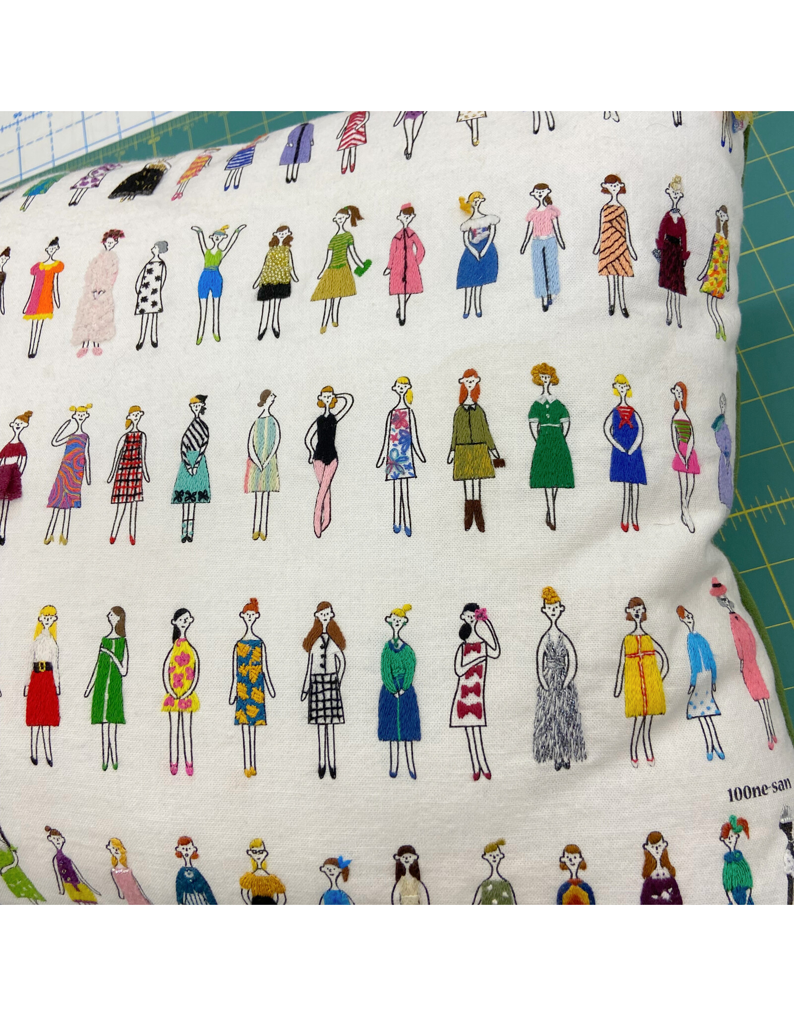Lecien 100 Ladies (Ne-San) in White, Embroidery Sampler