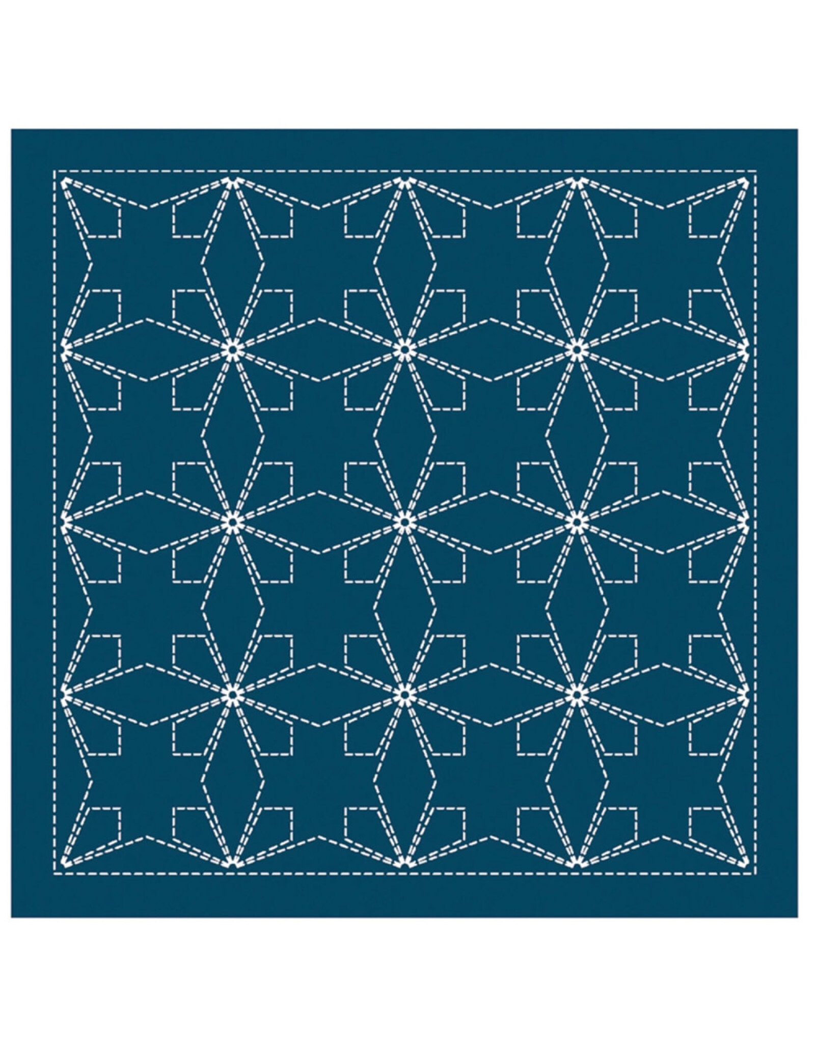 Japan Import Sashiko Sampler Cloth, Traditional Design Tessen, Navy