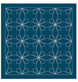 Japan Import Sashiko Sampler Cloth, Traditional Design Tessen, Navy