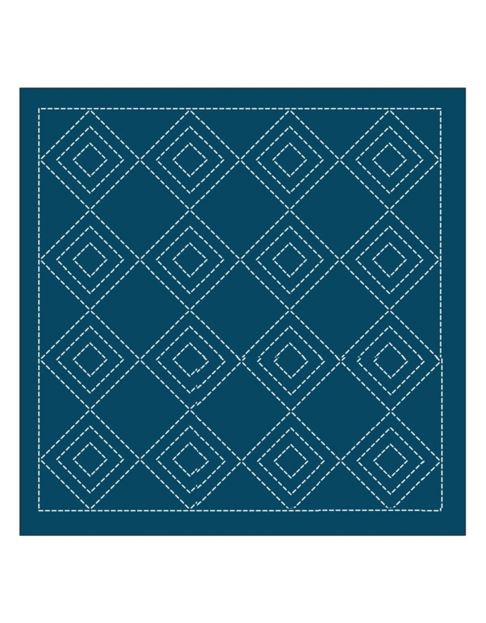 Japan Import Sashiko Sampler Cloth, Traditional Design Tate-mi-masu, Navy