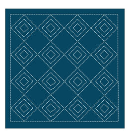 Japan Import Sashiko Sampler Cloth, Traditional Design Tate-mi-masu, Navy