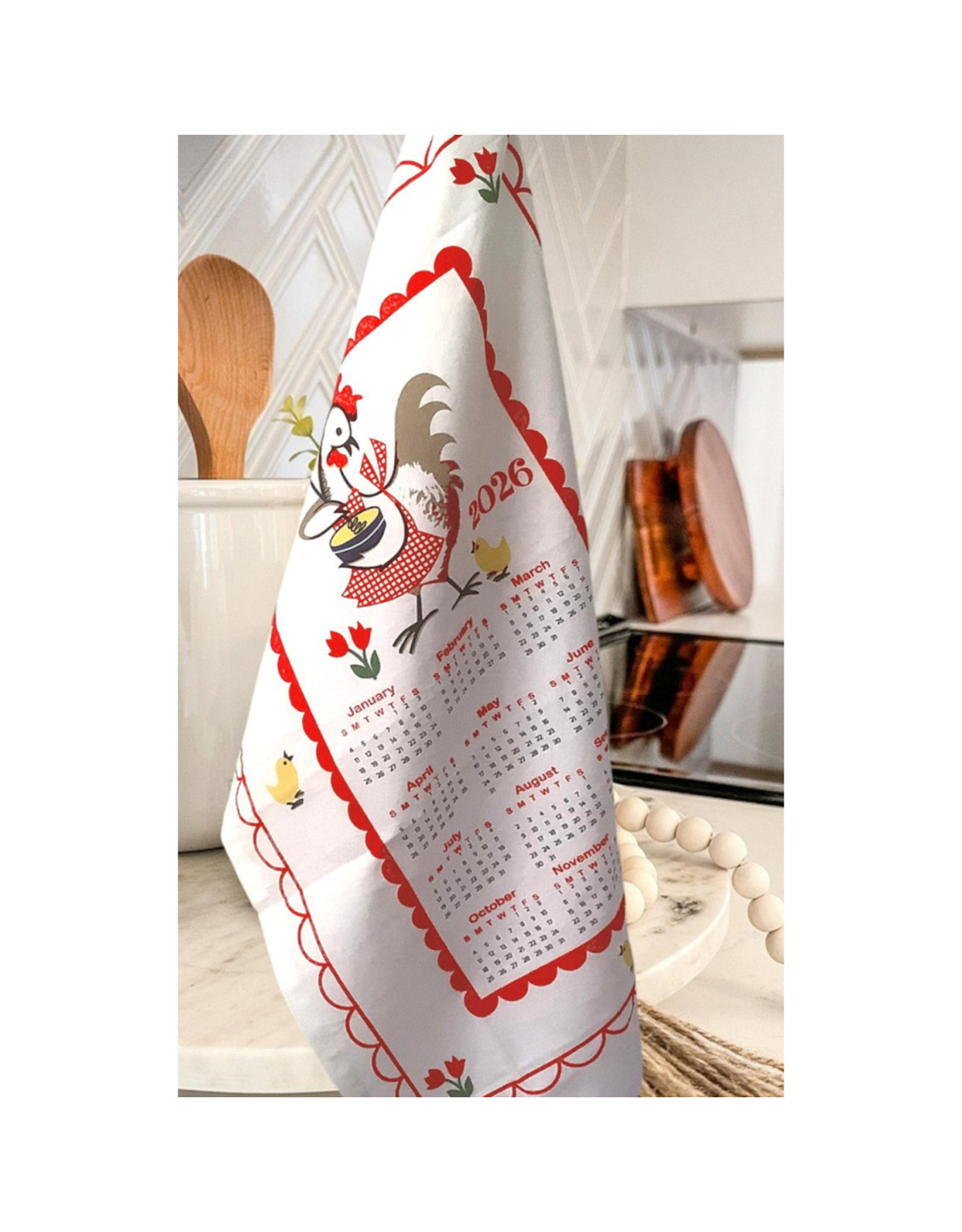 Red & White Kitchen Co. 2025 Kitchen Chicken Flour Sack Towel 17” x 26”
