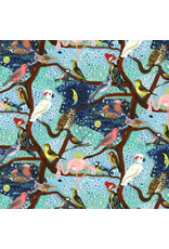Nathalie Lété Pastoral Symphony, The Birds Tree in Aurore, Fabric Half-Yards
