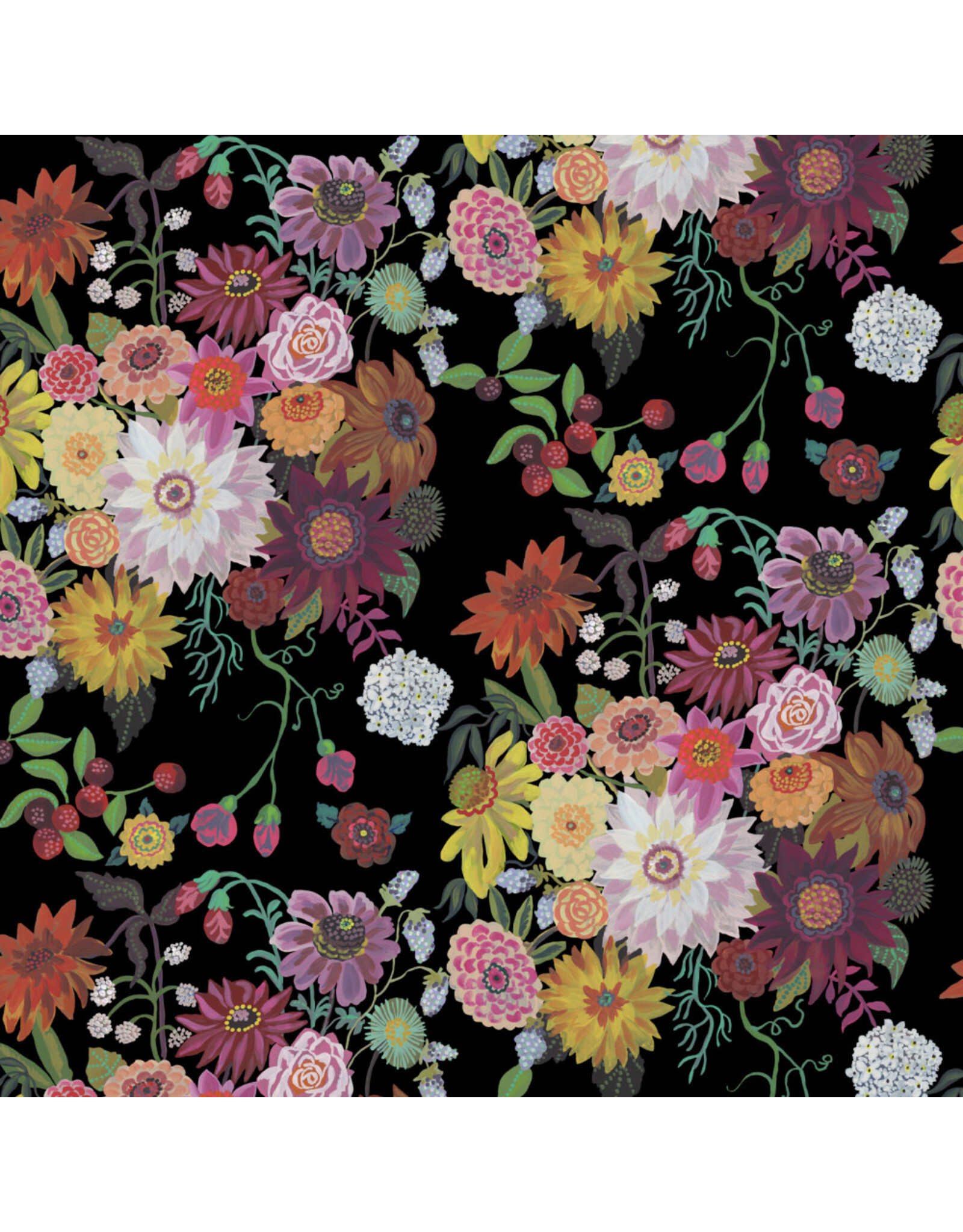 Nathalie Lété Pastoral Symphony, The Night Bouquet in Nocturne, Fabric Half-Yards