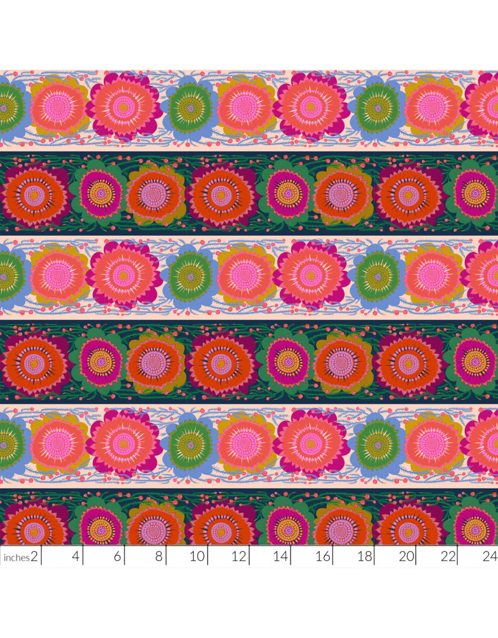 Anna Maria Perennial Borders, Line Dance in Spunky, Fabric Half-Yards