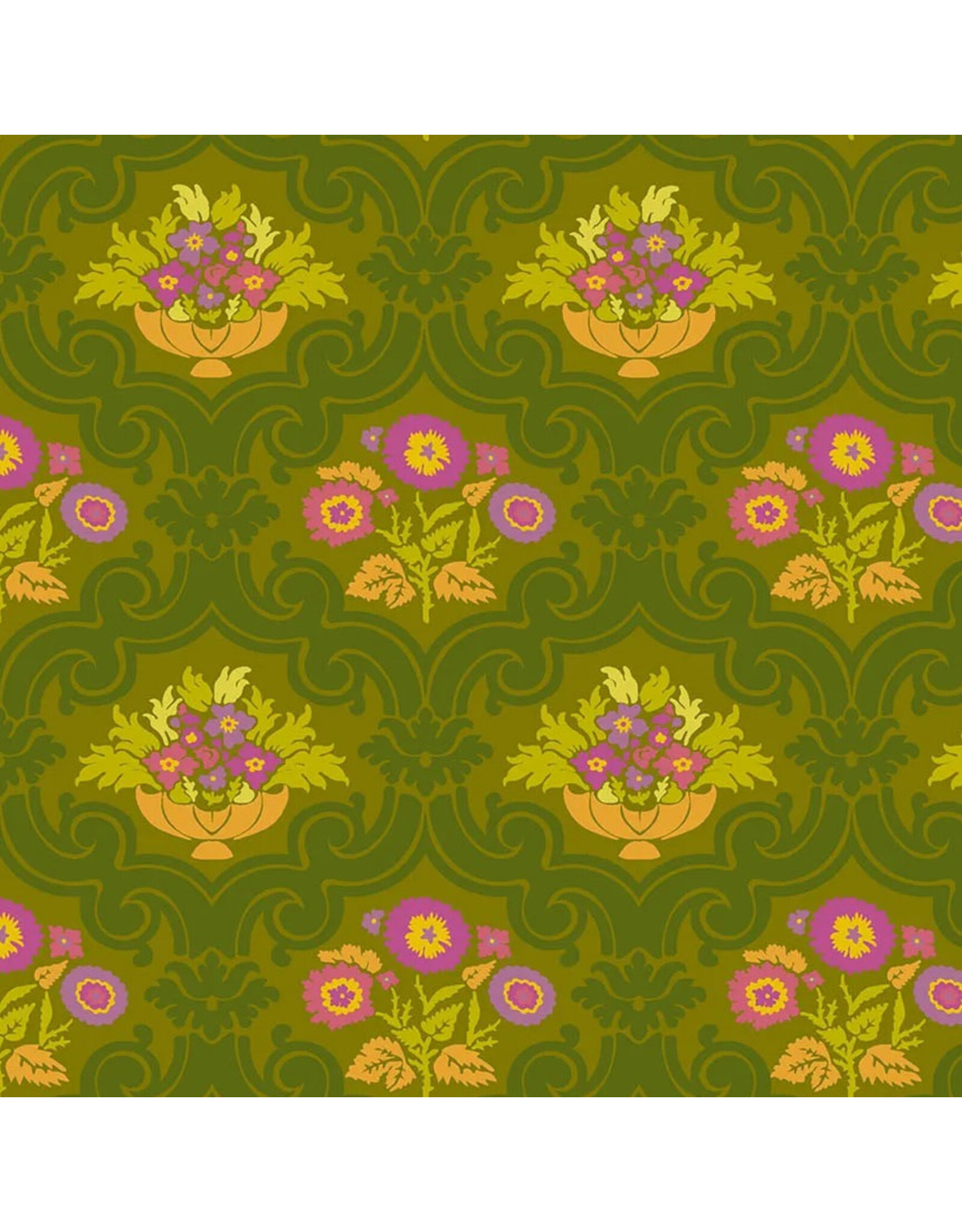 Alison Glass Camp Kitschy Lala, Courtyard in Olive, Fabric Half-Yards
