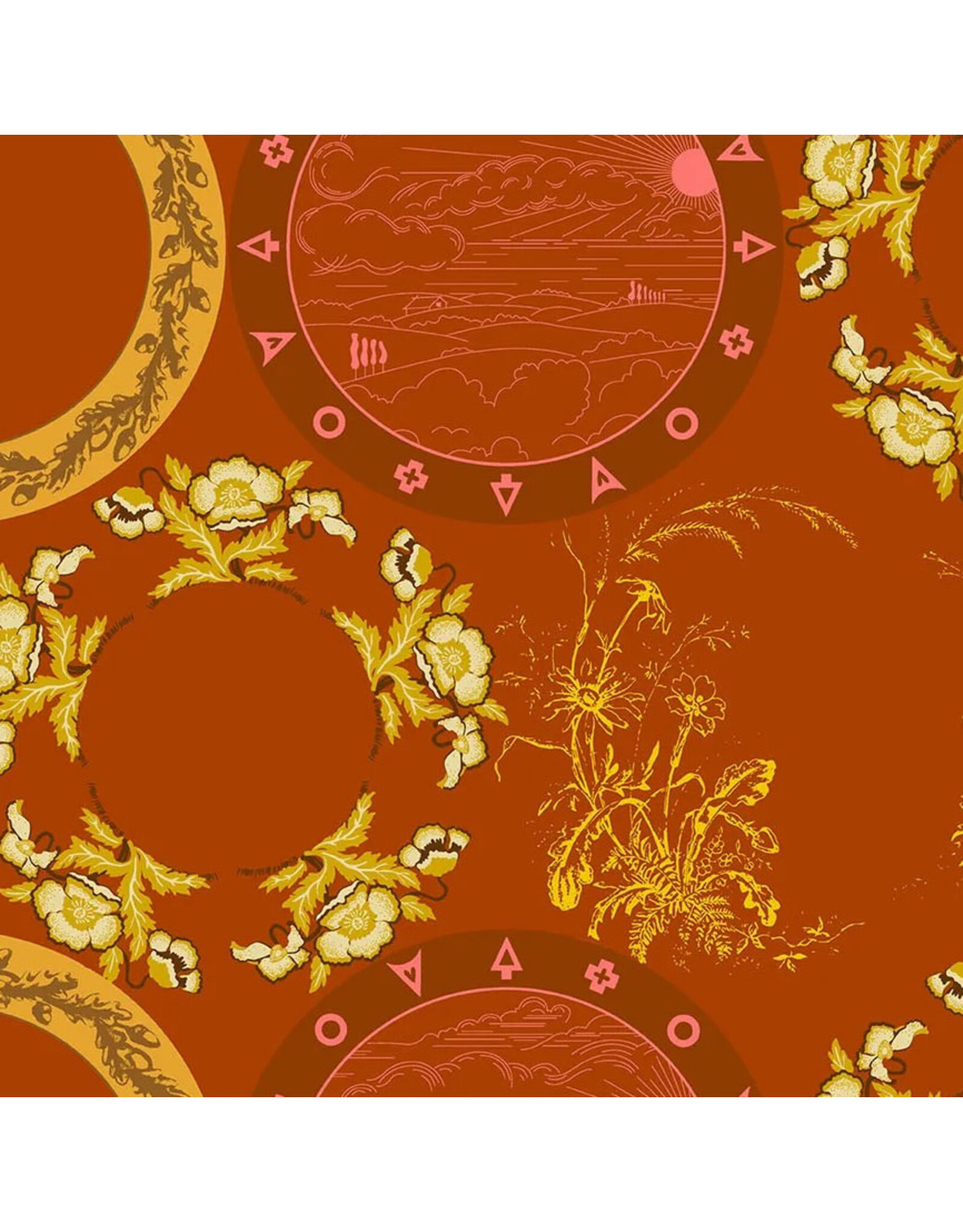 Alison Glass Camp Kitschy Lala, Thankful in Caramel, Fabric Half-Yards