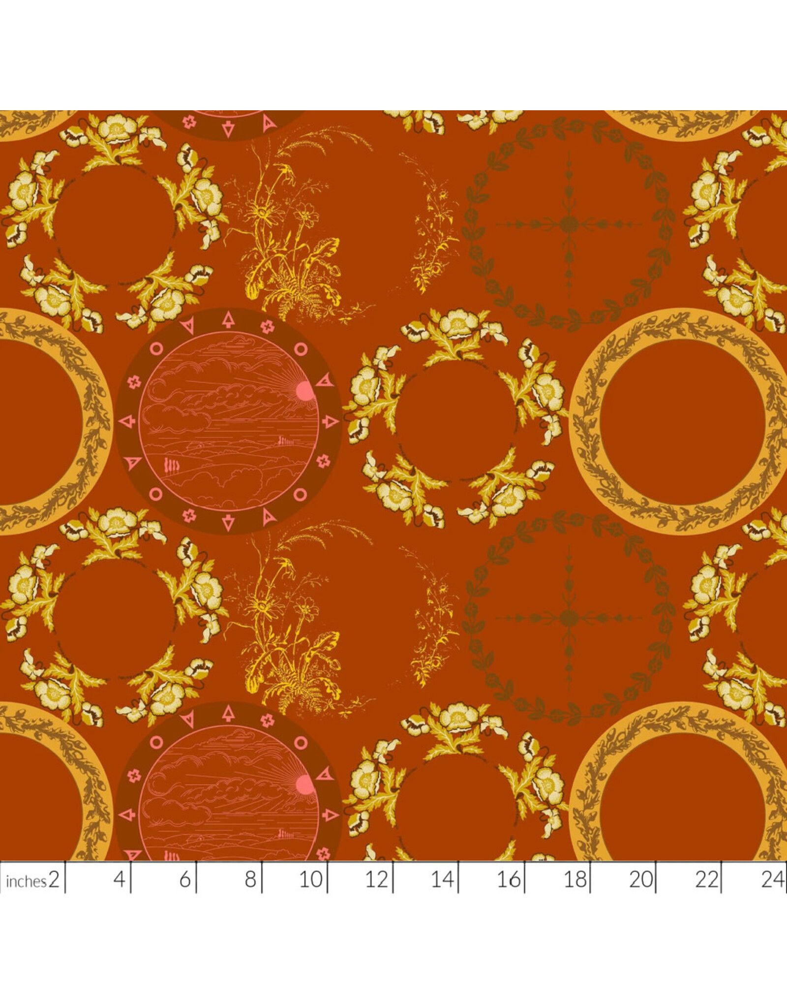 Alison Glass Camp Kitschy Lala, Thankful in Caramel, Fabric Half-Yards