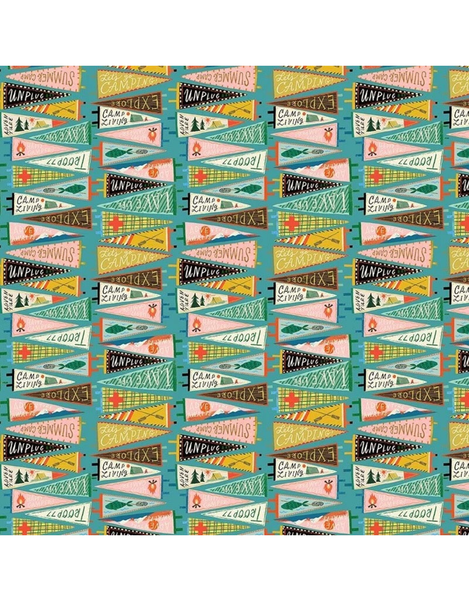 Dear Stella ON SALE - 5 YARD CUT, Gone Camping, Pennants in Turquoise