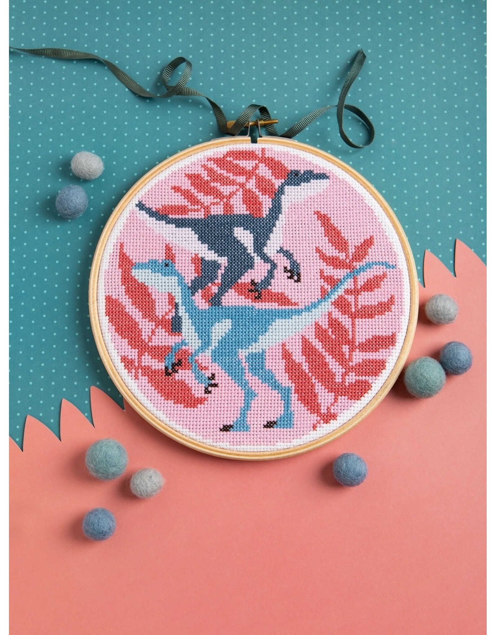 Hawthorne Handmade ON SALE - Velociraptors Cross Stitch Kit - 40% OFF