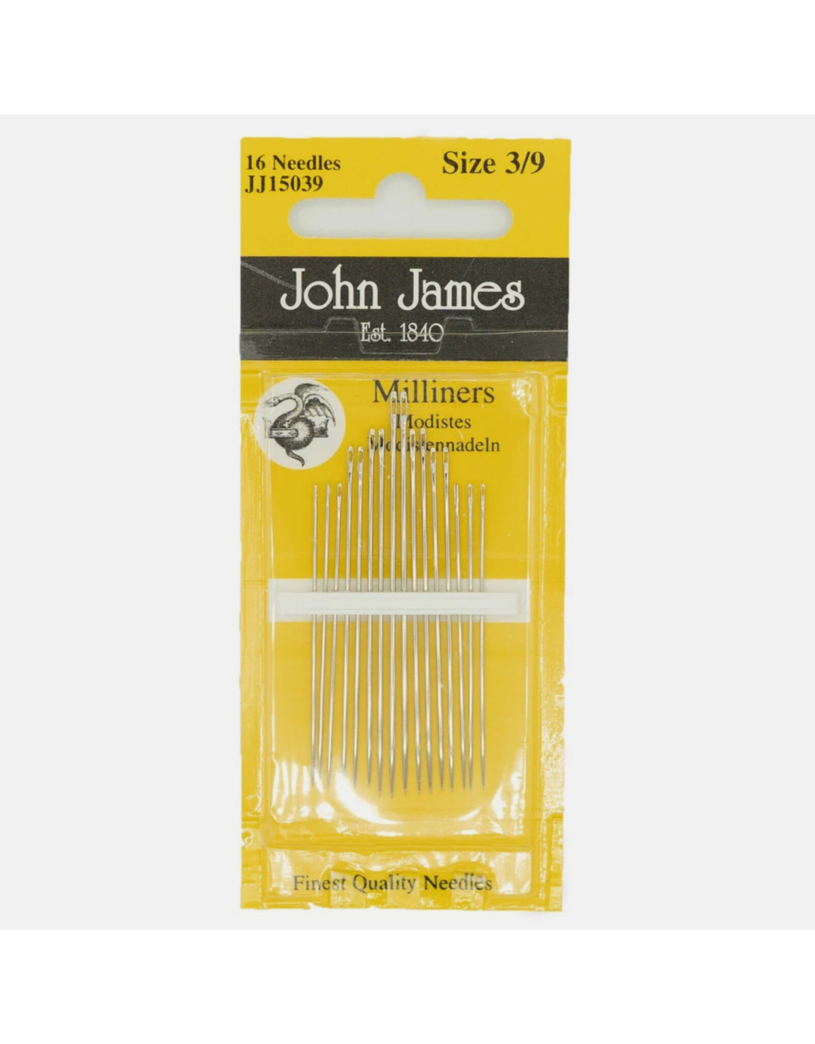 John James Straw - Milliners Needles, Assorted Sizes 3/9 - 16 ct.