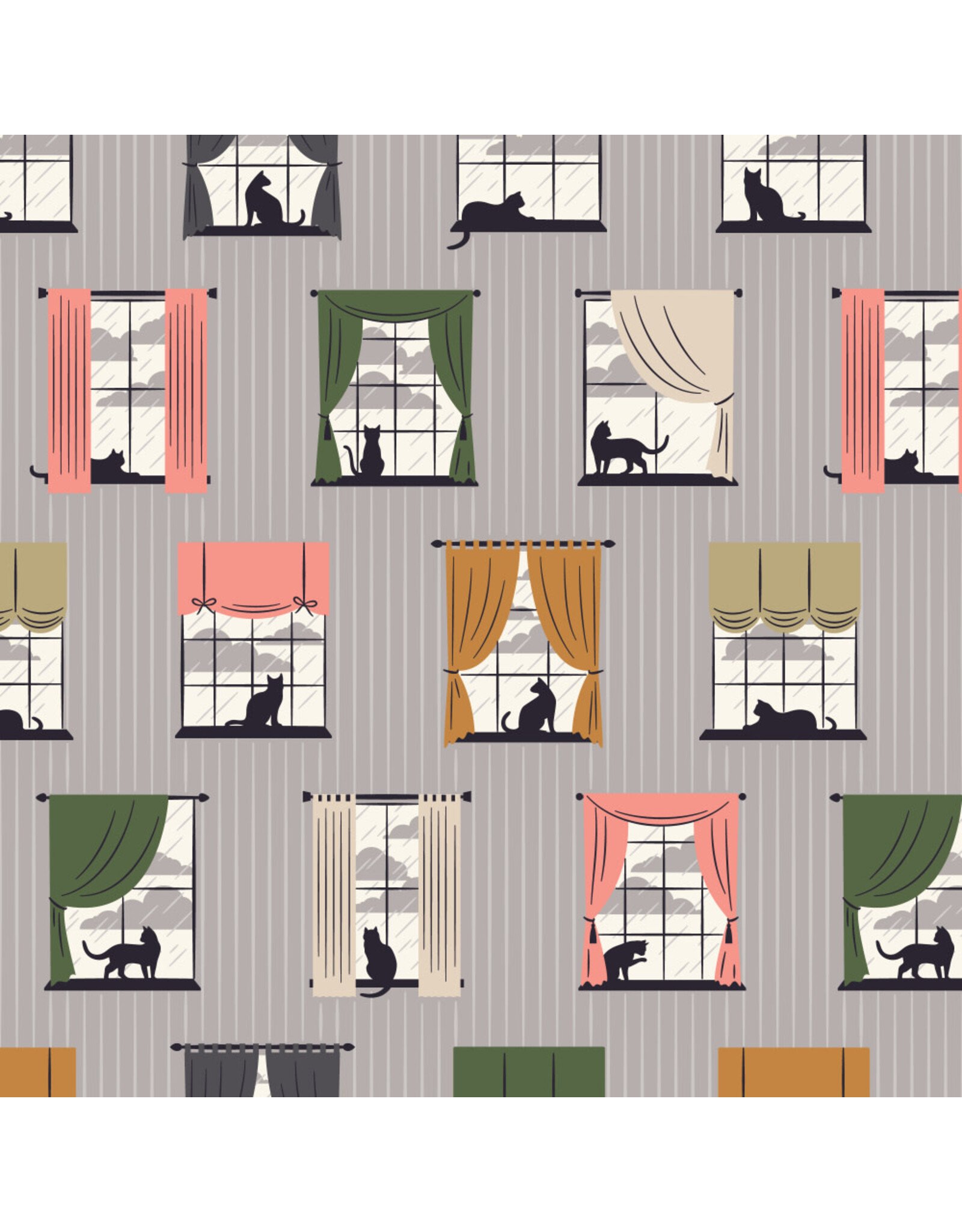 Cloud9 Fabrics Spring Showers, Cozy & Dry in Grey, Fabric Half-Yards