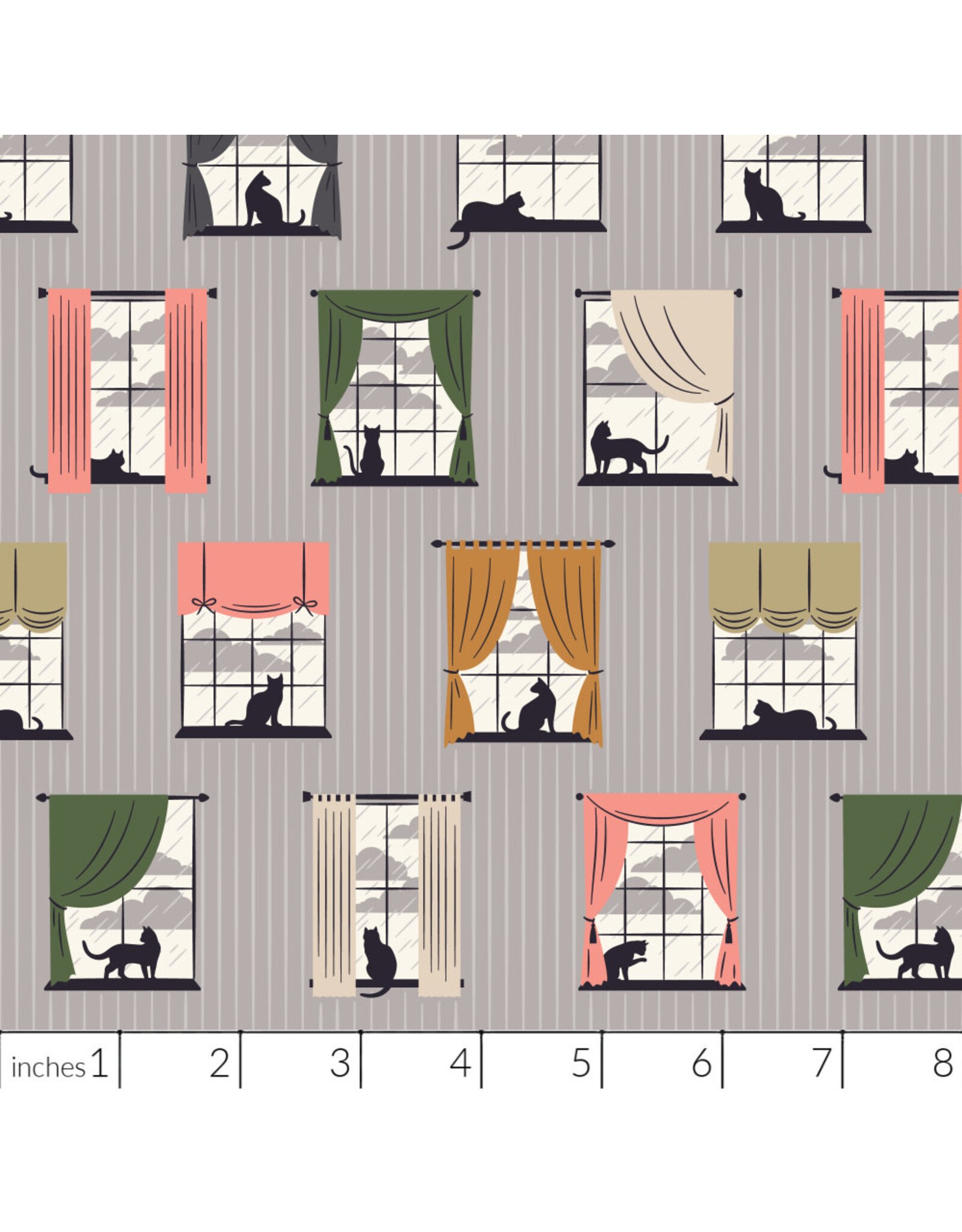 Cloud9 Fabrics Spring Showers, Cozy & Dry in Grey, Fabric Half-Yards