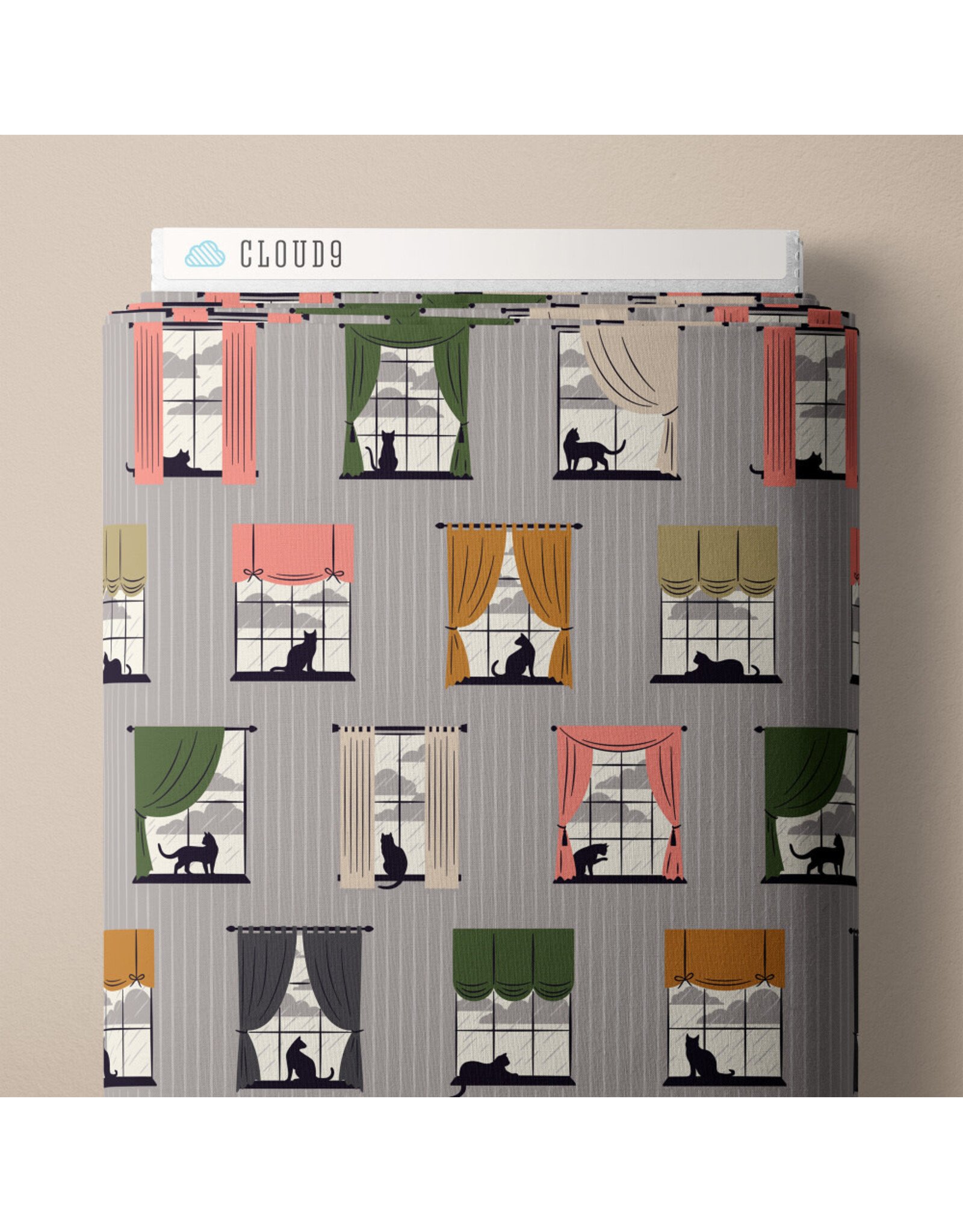 Cloud9 Fabrics Spring Showers, Cozy & Dry in Grey, Fabric Half-Yards