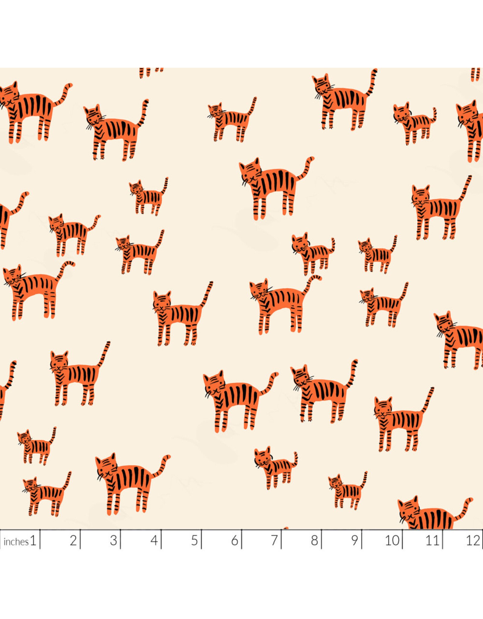 Alexia Abegg Catnap, Tiger Stripes in Orange, Fabric Half-Yards