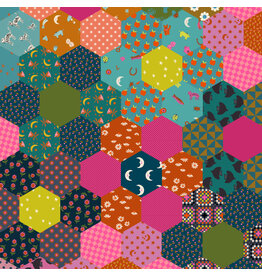 Alexia Abegg 108" Wide Back, Catnap, Hexagon in Mermaid,  Fabric Half-Yards