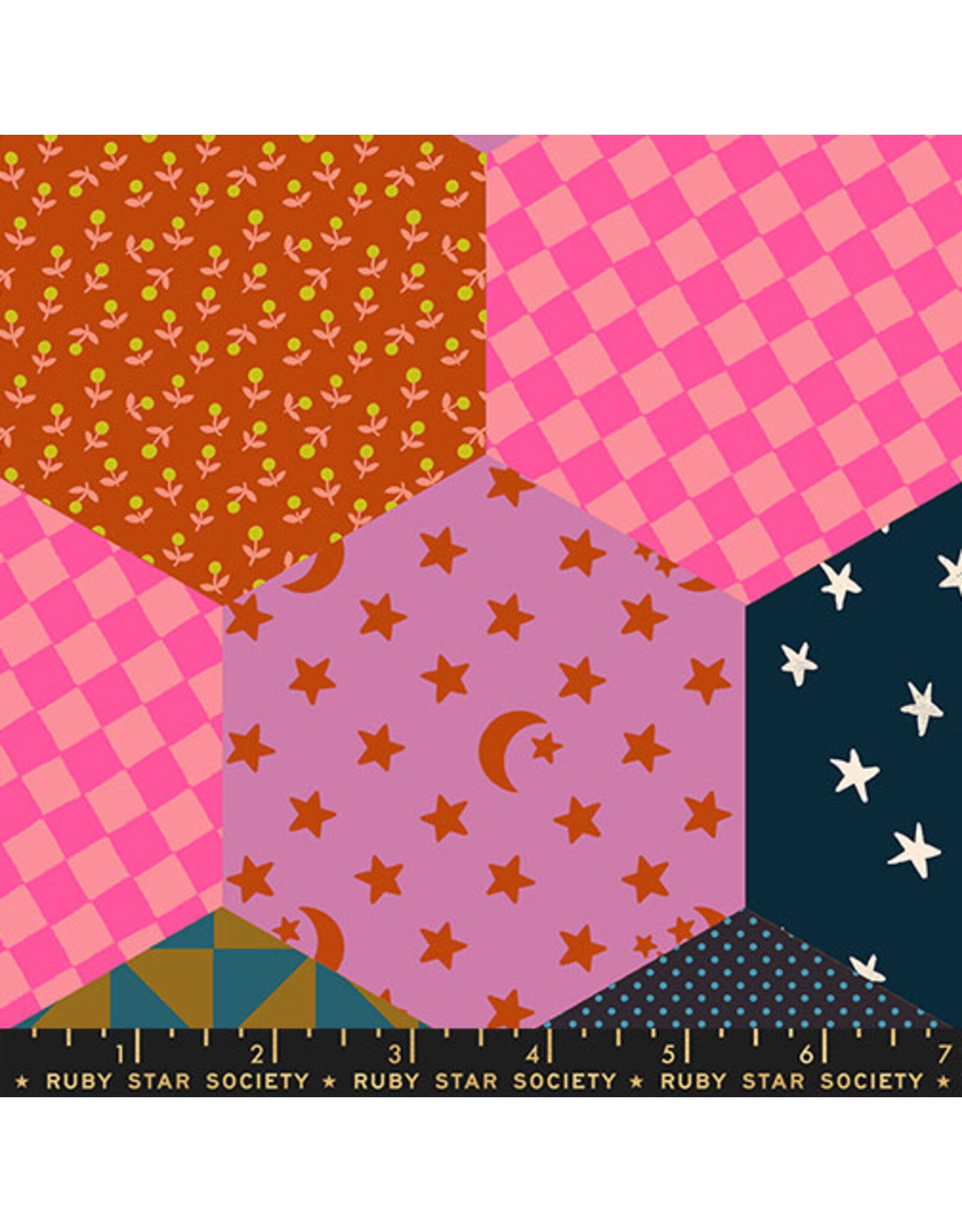 Alexia Abegg 108" Wide Back, Catnap, Hexagon in Mermaid,  Fabric Half-Yards