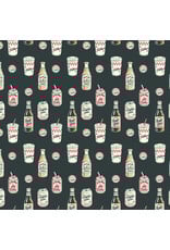 Figo Oven Fresh, Soda in Charcoal, Fabric Half-Yards