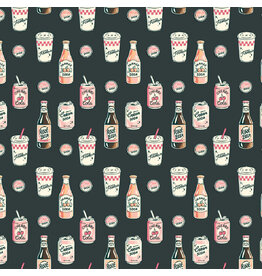 Figo Oven Fresh, Soda in Charcoal, Fabric Half-Yards