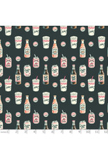 Figo Oven Fresh, Soda in Charcoal, Fabric Half-Yards