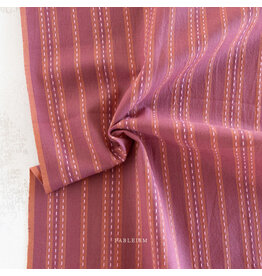 Fableism Lucky Loom Wovens, Stitch Stripe in Blackberry, Fabric Half-Yards