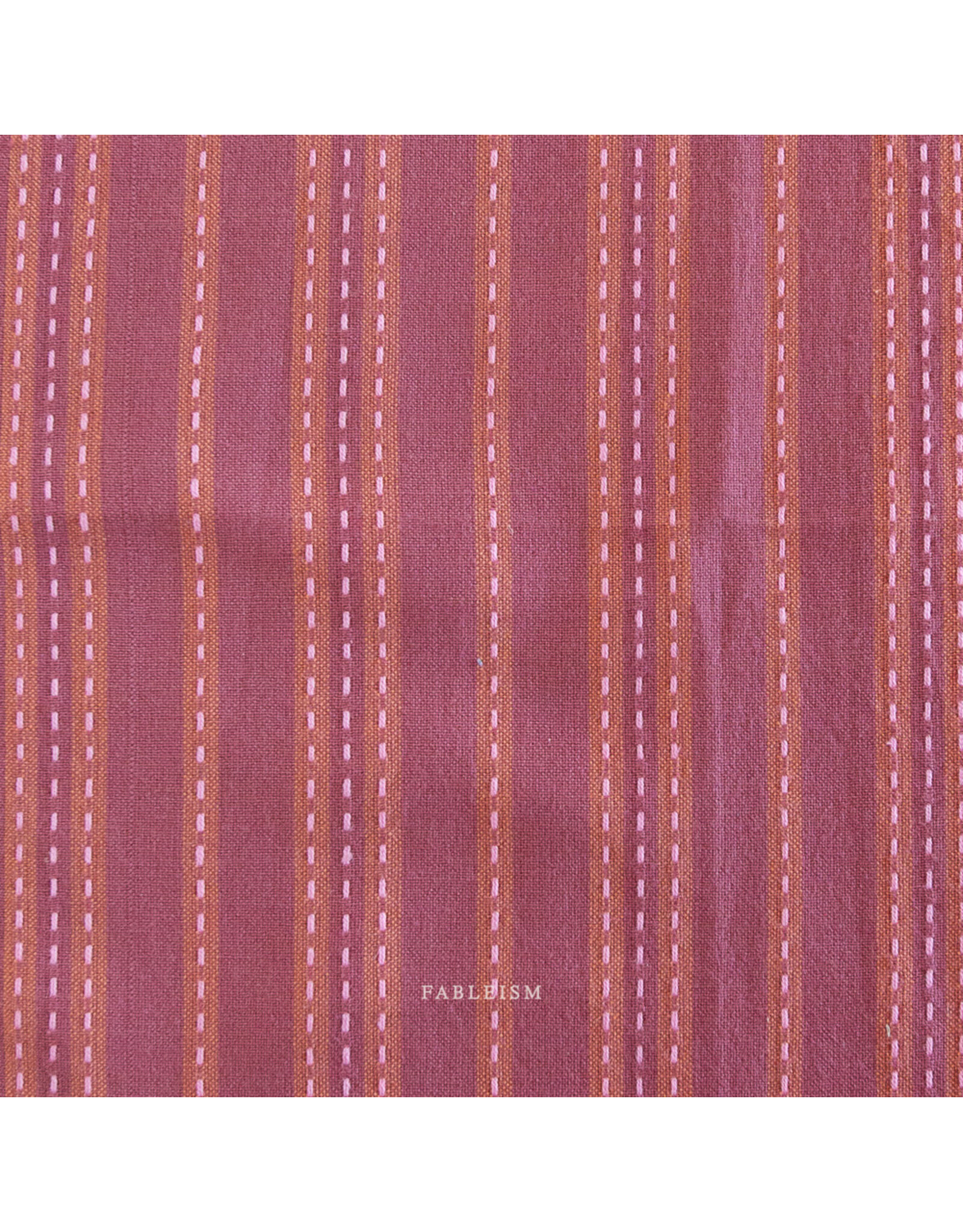 Fableism Lucky Loom Wovens, Stitch Stripe in Blackberry, Fabric Half-Yards