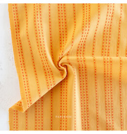 Fableism Lucky Loom Wovens, Stitch Stripe in Tumeric, Fabric Half-Yards