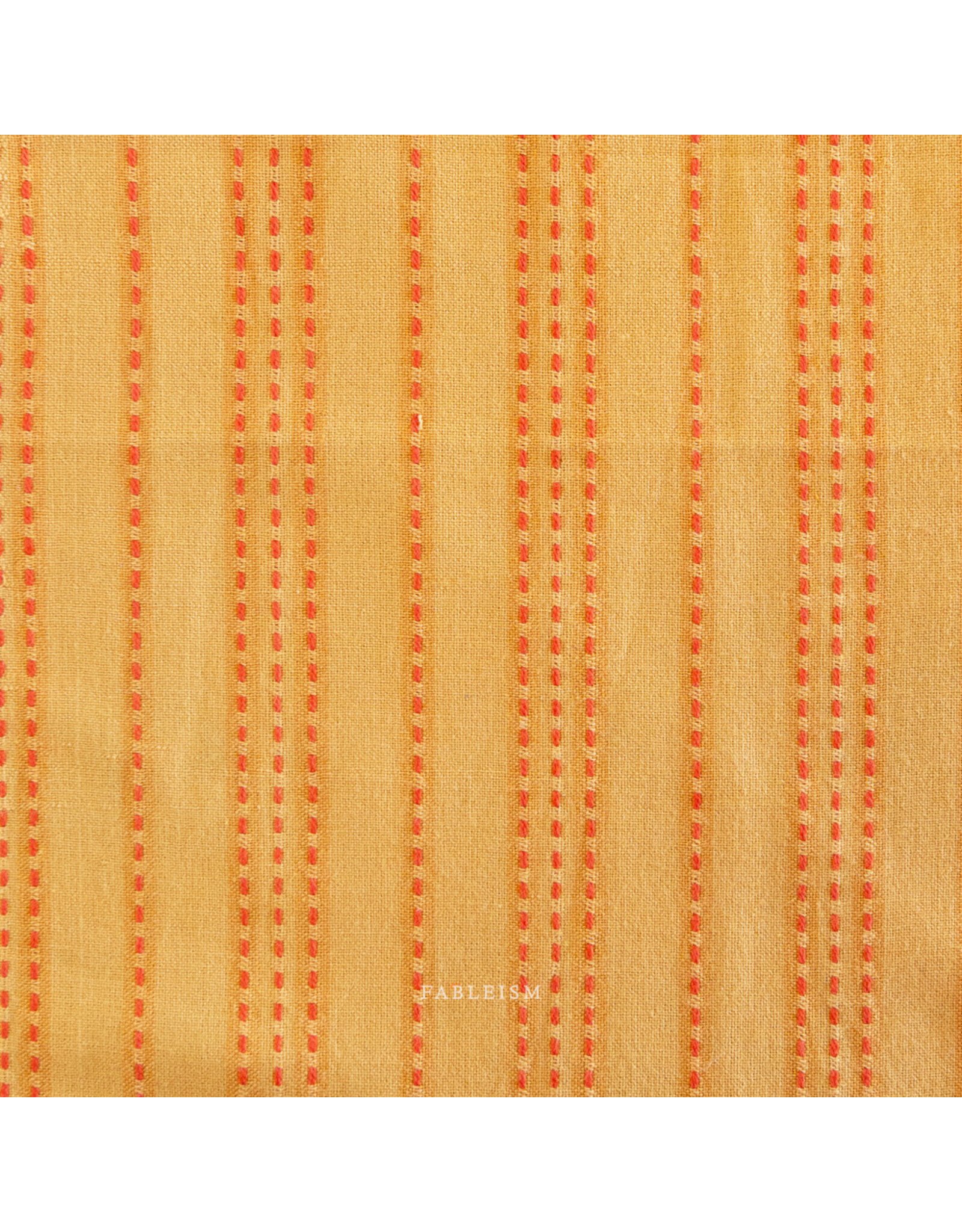 Fableism Lucky Loom Wovens, Stitch Stripe in Tumeric, Fabric Half-Yards
