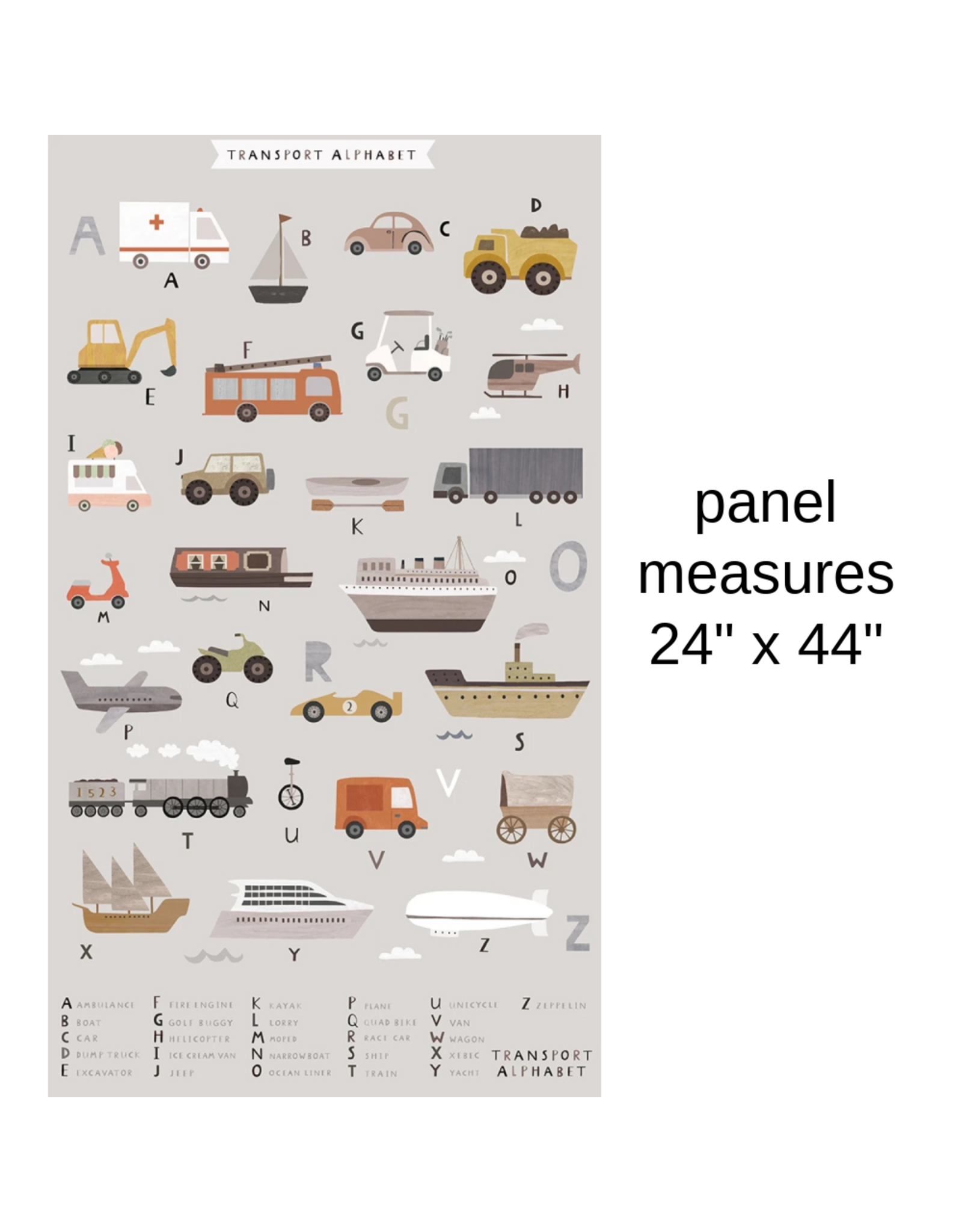 Dear Stella Are We There Yet?, Panel in Fog, 24" Fabric Panel